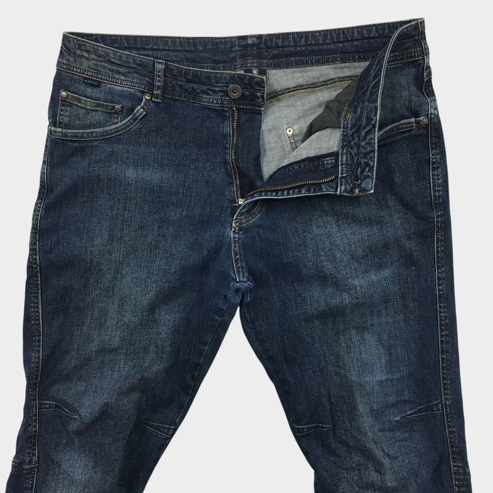 KUHL Rydr Jeans Mens 38x34 Dark Indigo Blue Articulated Knee Denim Pants (FLAW)